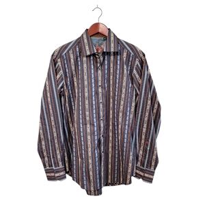 Robert Graham Mens Designer Embroidered Wester‎ Button Front Shirt Size Medium